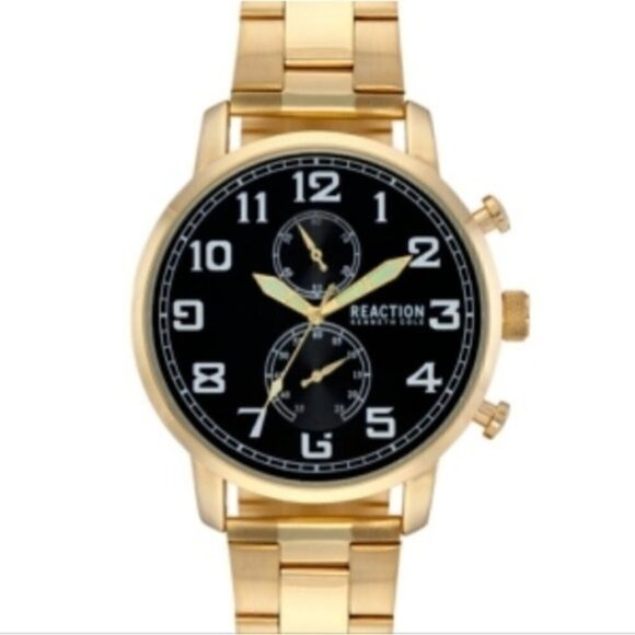 Kenneth Cole Reaction Men's Gold-Tone Metal Bracelet Watch, 46mm